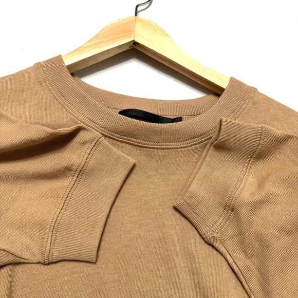 Jenni Kayne XL Drop Shoulder Top Light Sweater Boyfriend Tee Camel Cotton Knit - Picture 6 of 8